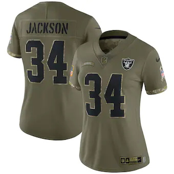 womens nike bo jackson olive las vegas raiders 2022 salute 